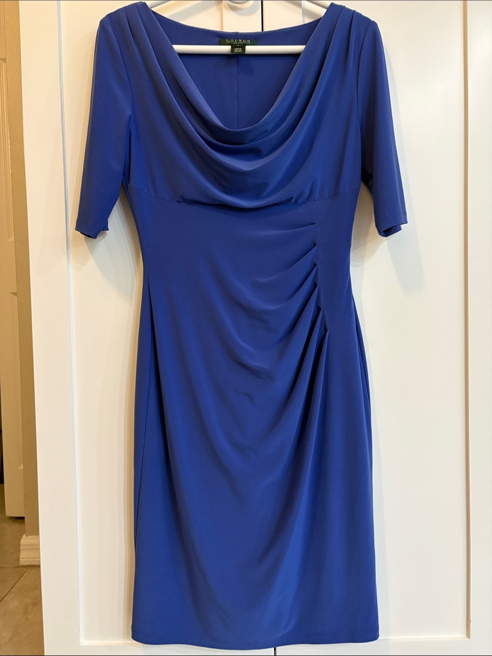 Lauren Ralph Lauren Royal Blue Cowl Neck Midi Dress